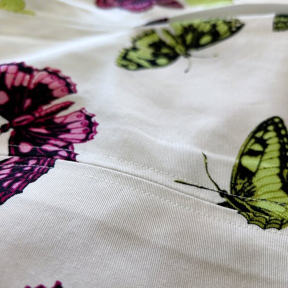 Talbots Skirt‎ Women’s Sz 16 Ivory White w/Green-Pink Butterflies A-Line Pleated - Picture 10 of 12